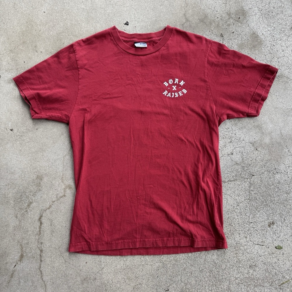 Born x Raised Tee Shirt Red / Maroon Medium Made in USA Logo